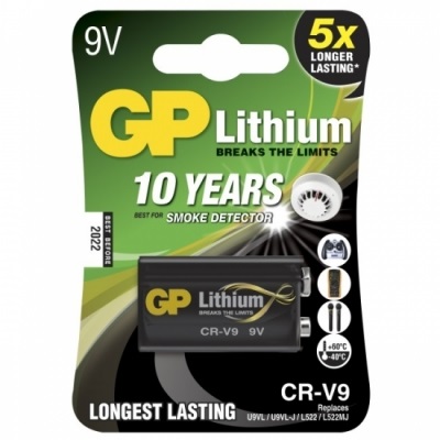 Lithium 9 V batteri från GP – 10 års batteri